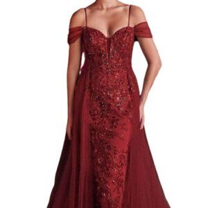 Ladivine SF009 Prom Dress Burgundy Size 10